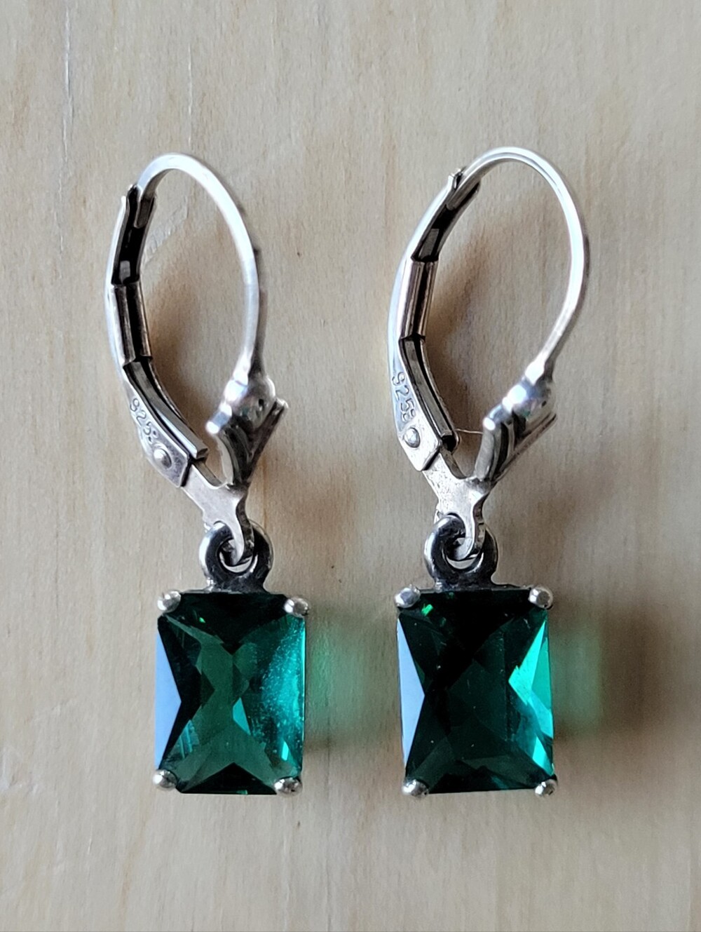 Mt. St. Helens Emerald Obsidianite Emerald-Cut Sterling Silver Earrings